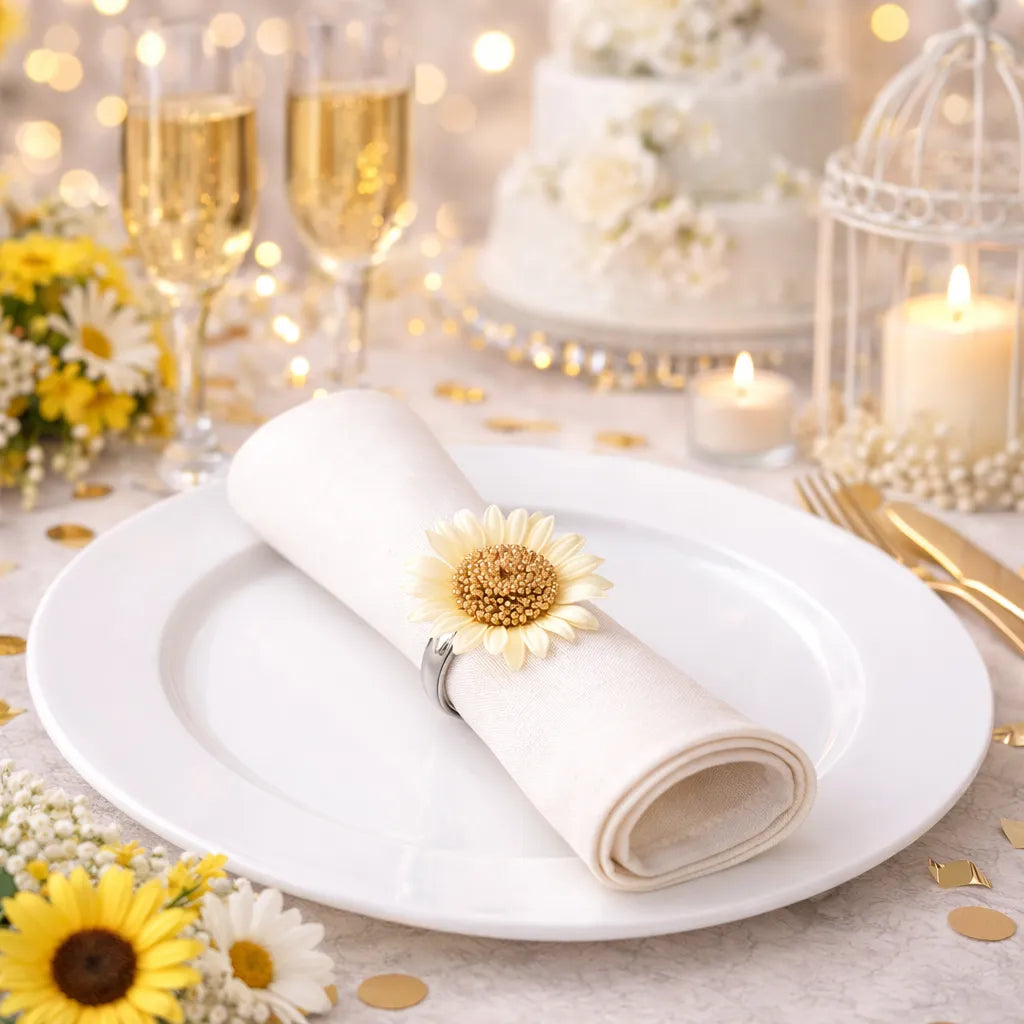 Rond de Serviette Mariage Tournesol raffiné