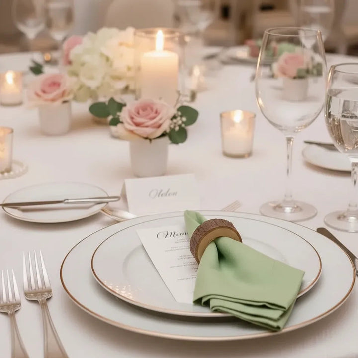 Rond de Serviette Mariage Vintage en Bois