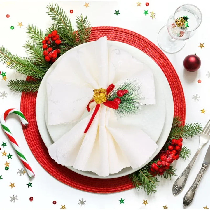 Rond de Serviette Noël Baies Cadeau