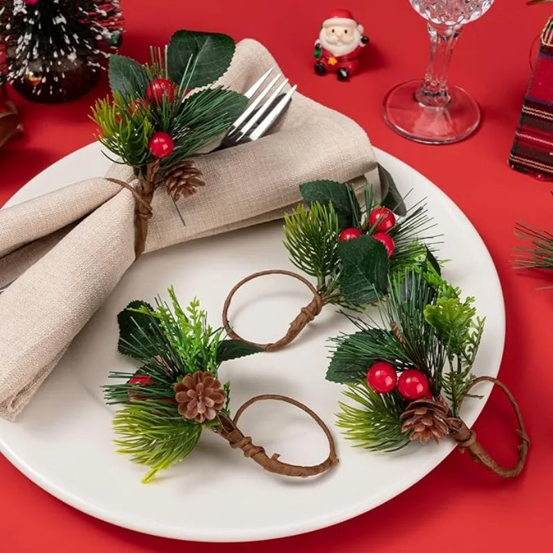 Rond de Serviette Noël Pomme de Pin Chic