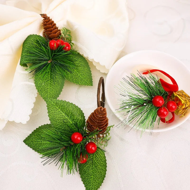 Rond de Serviette Noël Pomme de Pin Résistant 