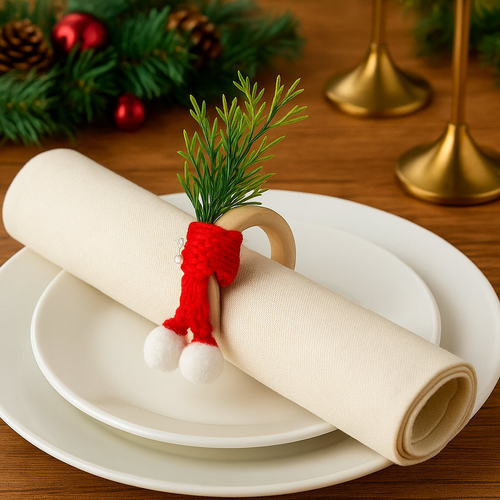 Rond de Serviette Noël en Bois Design