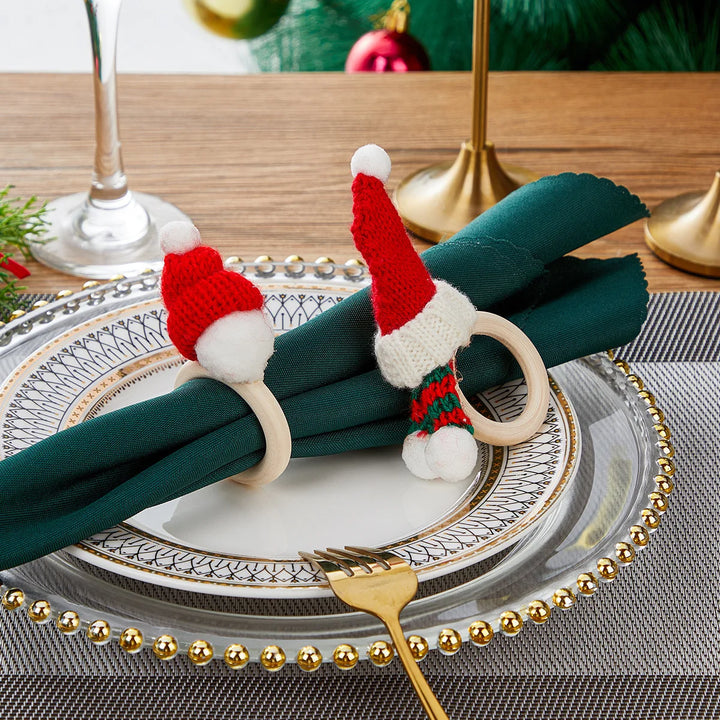 Rond de Serviette en Bois à Bonnet Noël