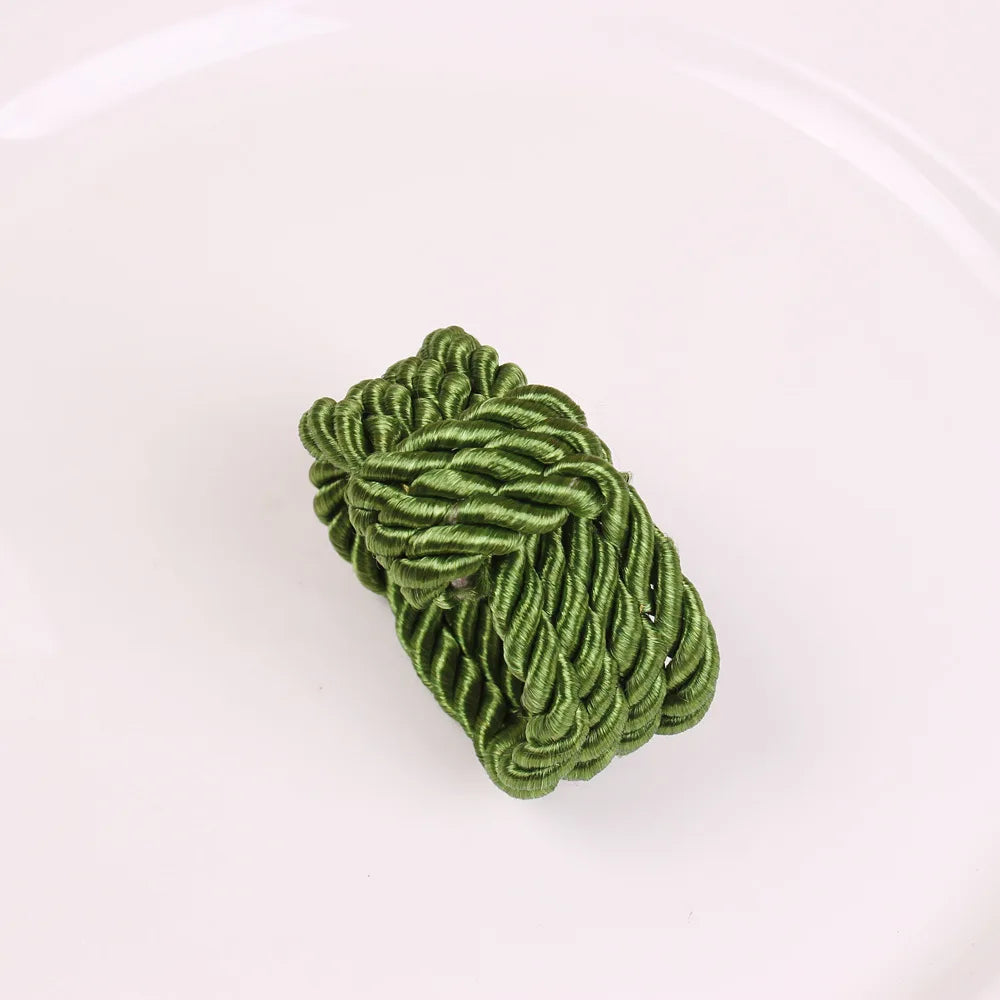 Rond de Serviette en Corde Tissée Vert