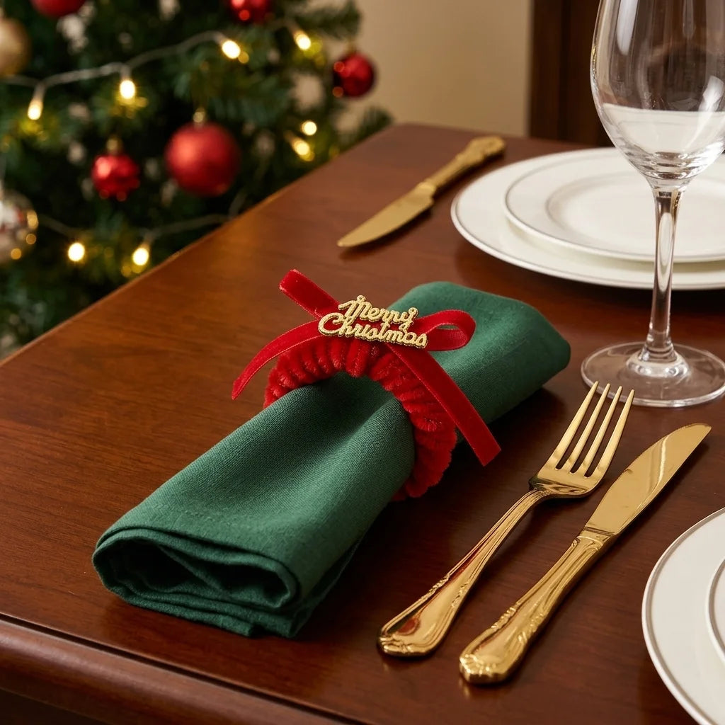 Rond de Serviette en Peluche Merry Christmas en Peluche 