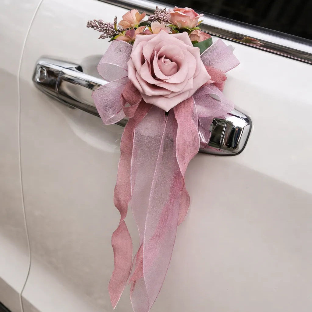 Rose Décoratif à Ruban pour Voiture Mariage Chic