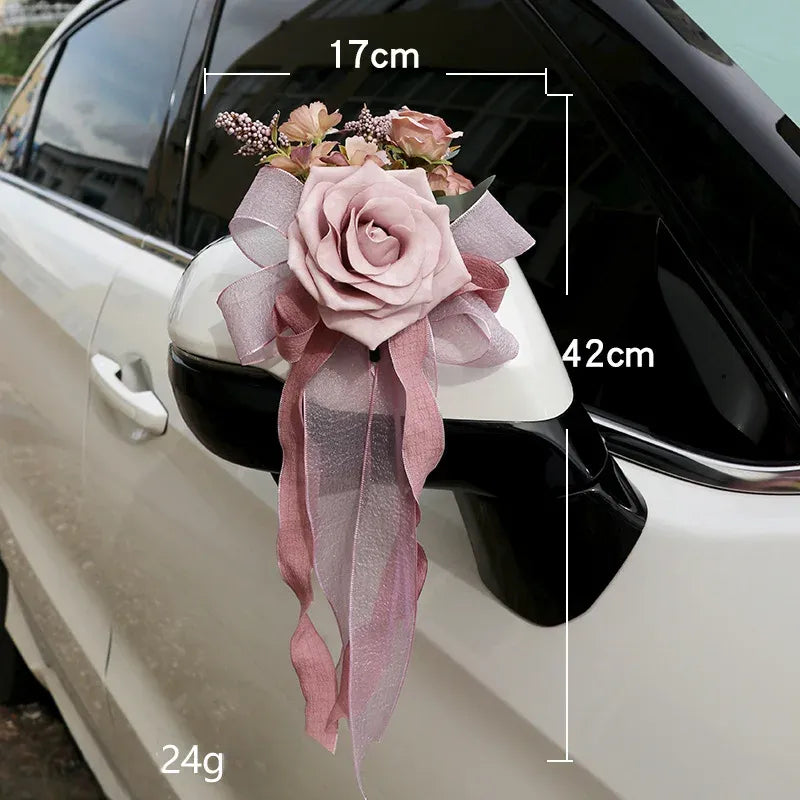 Rose Décoratif à Ruban pour Voiture Mariage Unique