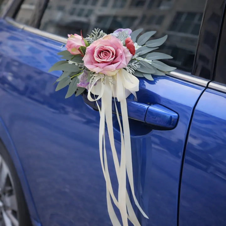 Rose à Feuillages pour Voiture Mariage