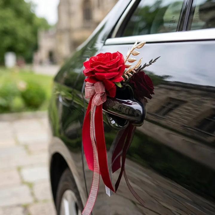 Rose Rouge pour Portière Voiture Mariage Somptueux