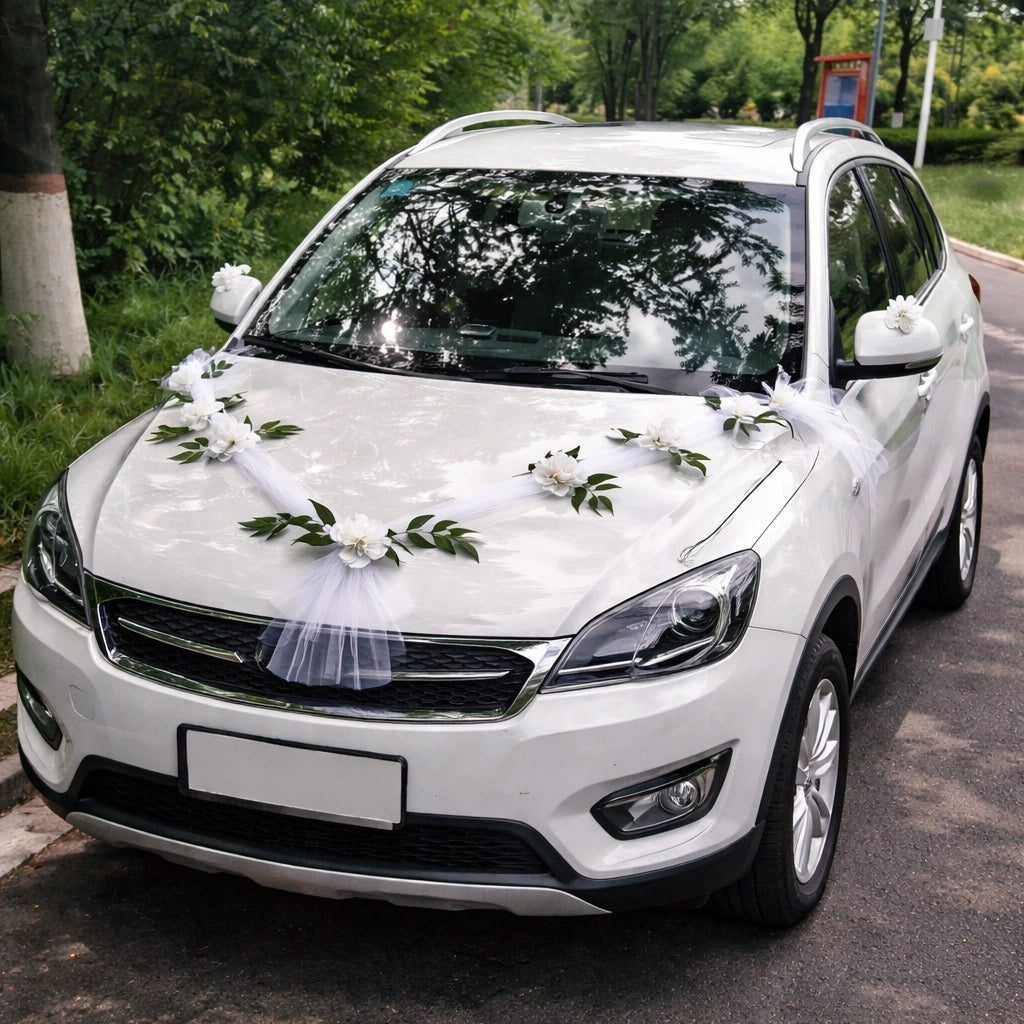 Ruban à Fleurs Voiture Mariage Elégant