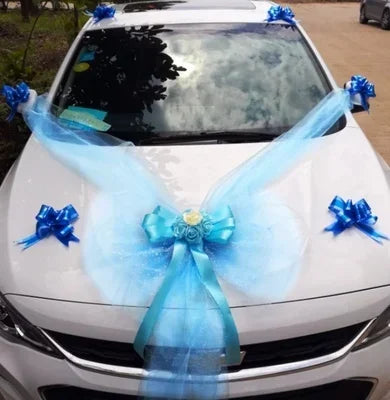 Ruban à Nœud Bleu Design Voiture Mariage Unique