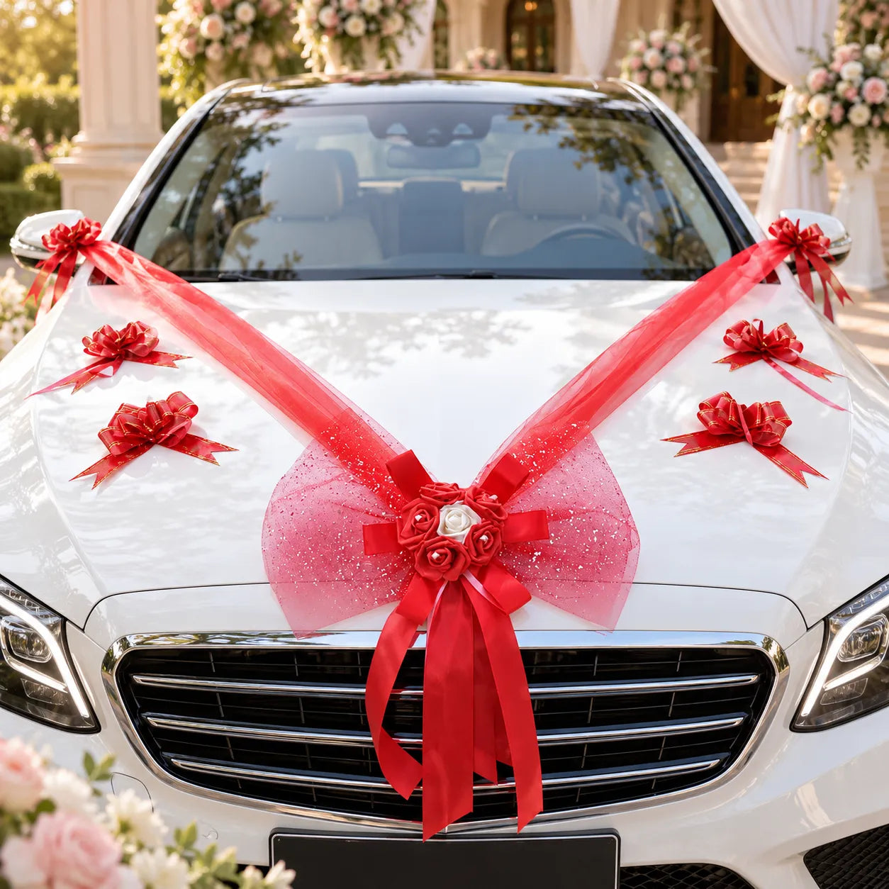 Ruban à Nœud Rouge Voiture Mariage unique