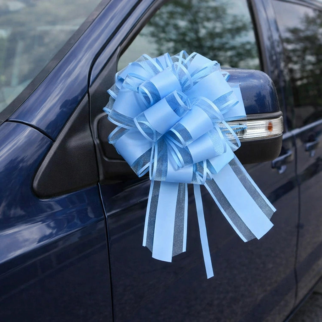Ruban Nœud à Tirer Bleu Pour Voiture Mariage