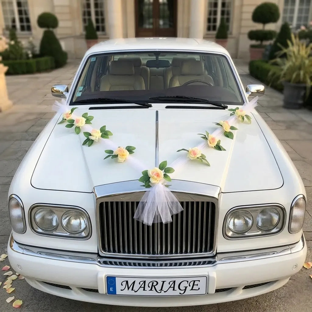 Ruban Voiture Mariage à Fleurs