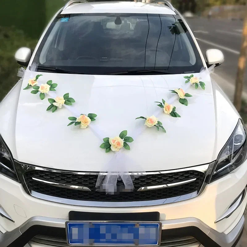 Ruban Voiture Mariage à Fleurs Raffiné
