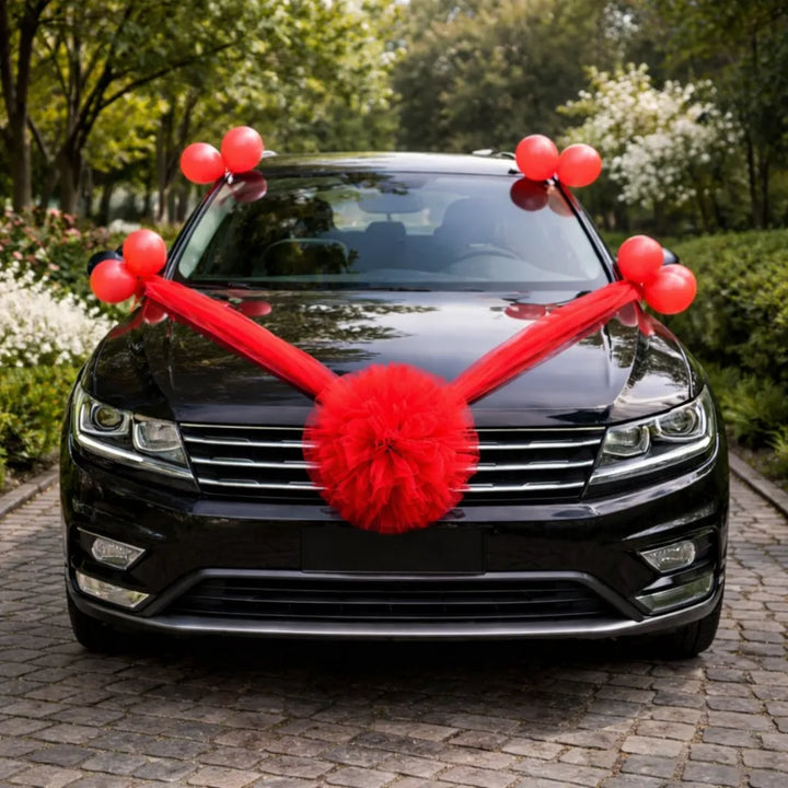 Ruban de Voile Rouge pour Voiture Mariage