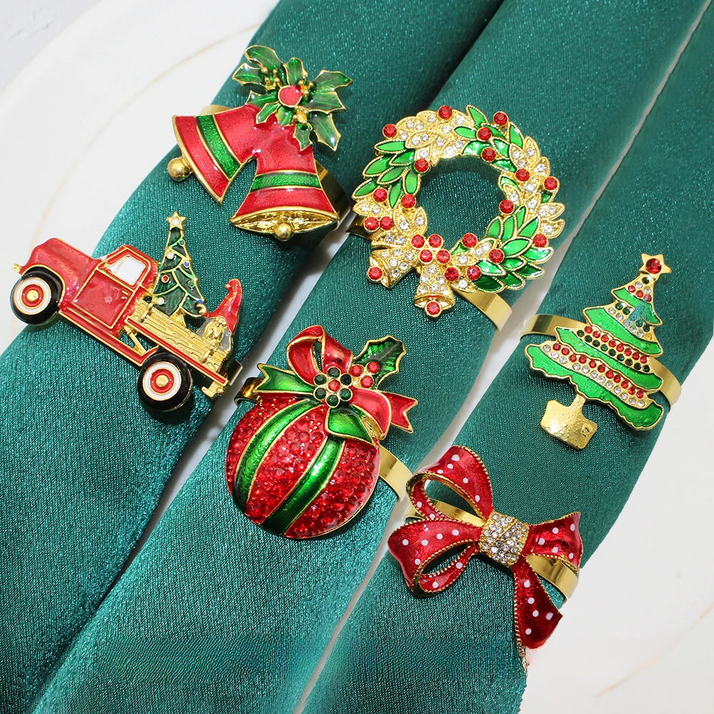 Ensemble de 6 Anneaux de Serviettes Noël