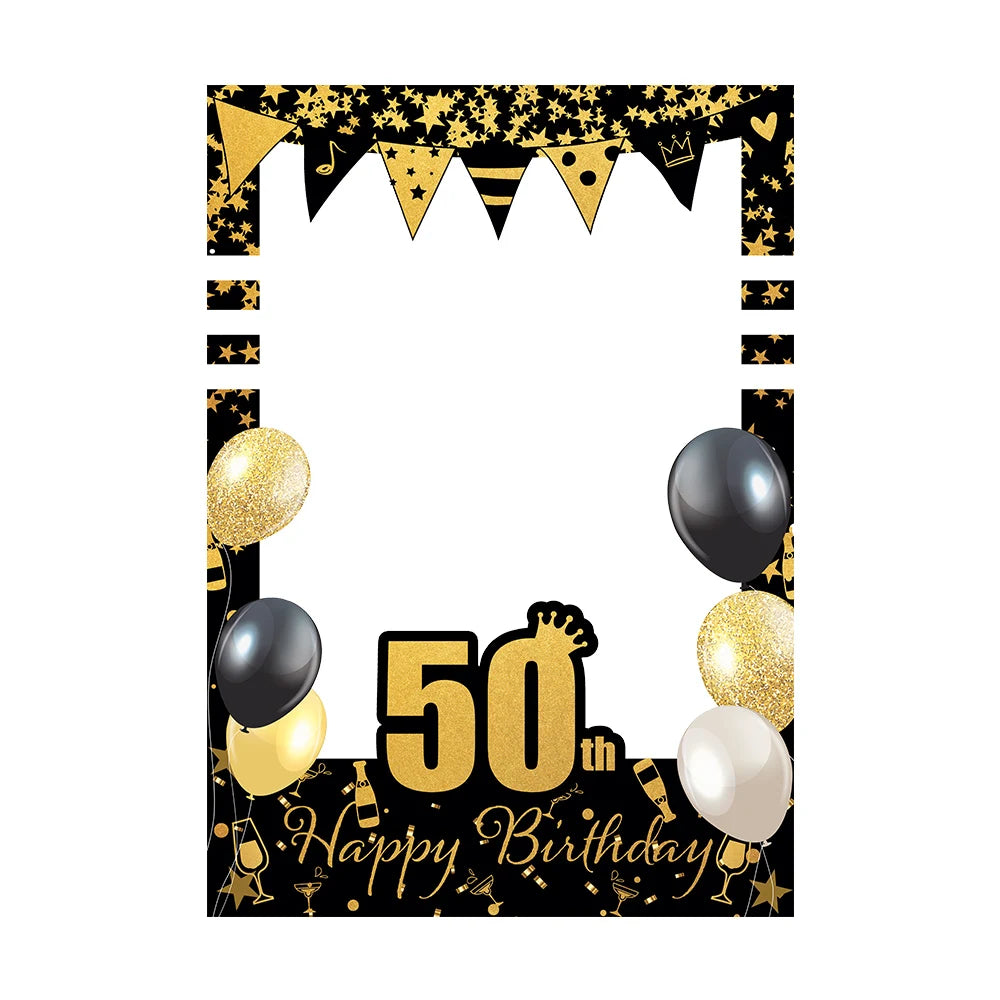 Cadre Photobooth Happy birthday à Paillettes 50