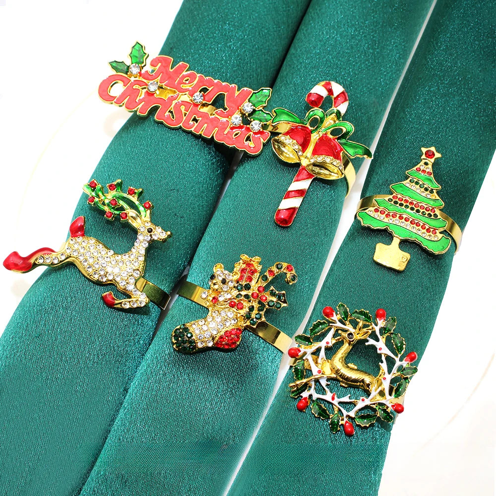 Ensemble de 6 Anneaux de Serviettes Noël