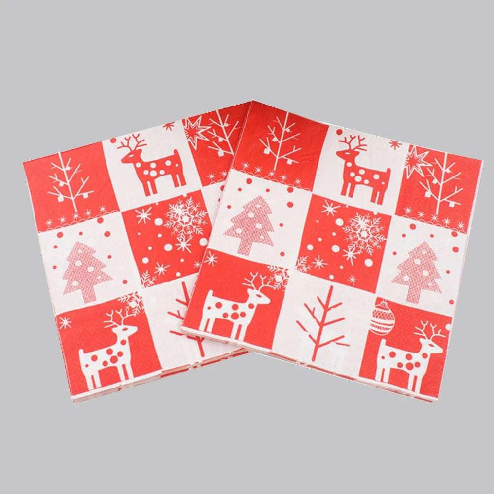 Serviette Blanche et Rouge Thème Noël