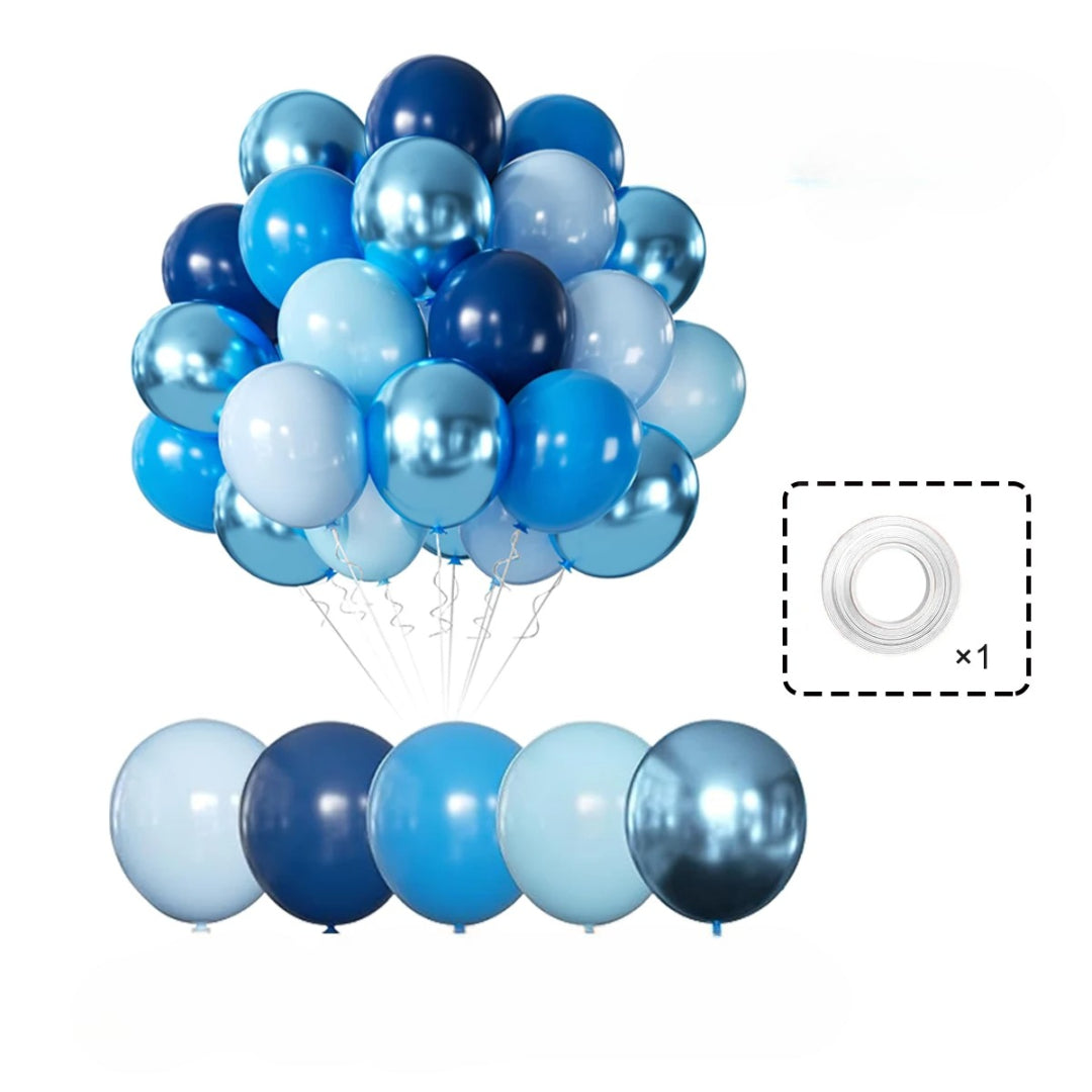 Ballons Anniversaire Métalliques en Latex Bleu