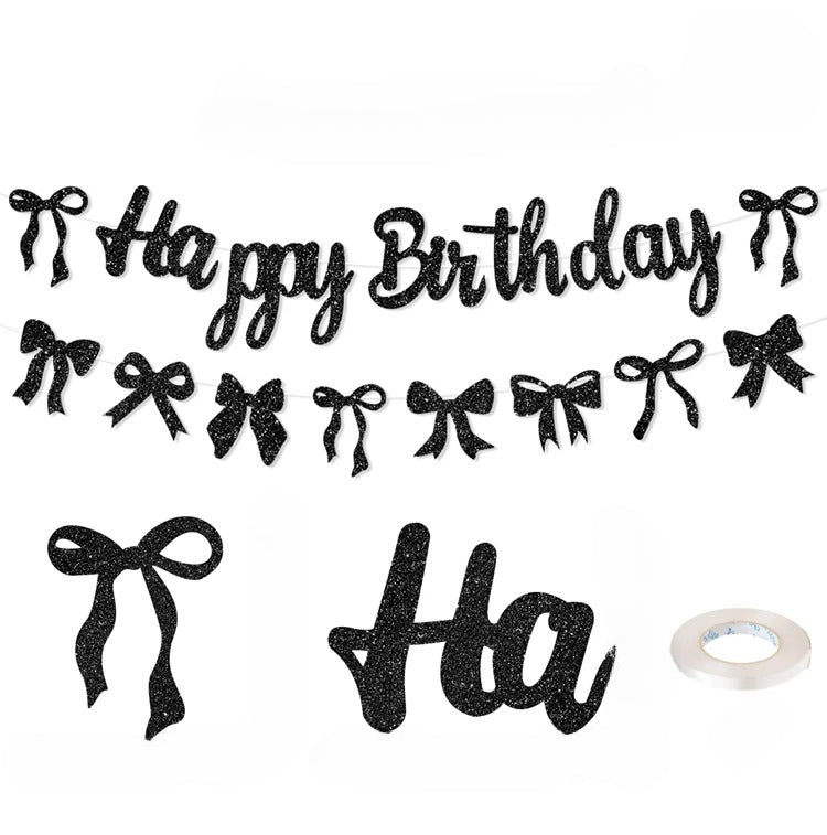 Guirlande Anniversaire Happy Birthday Noire Kawaï