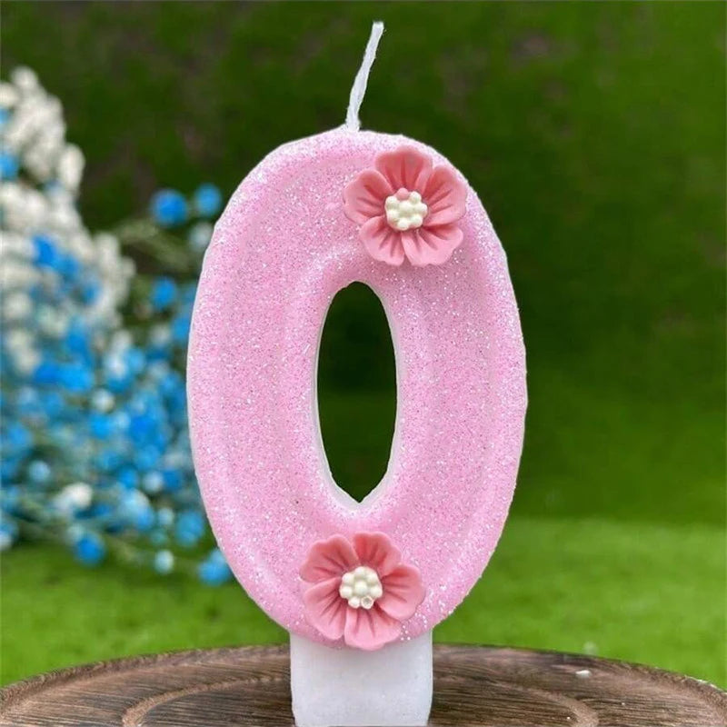 Bougie Anniversaire Rose à Fleurs