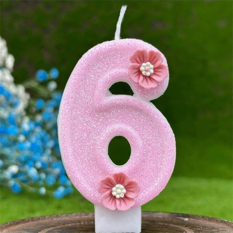 Bougie Anniversaire Rose à Fleurs