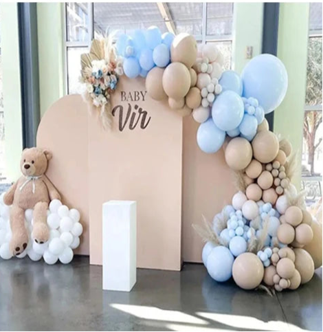 Kit Ballons Anniversaire Arc Bleu et Beige
