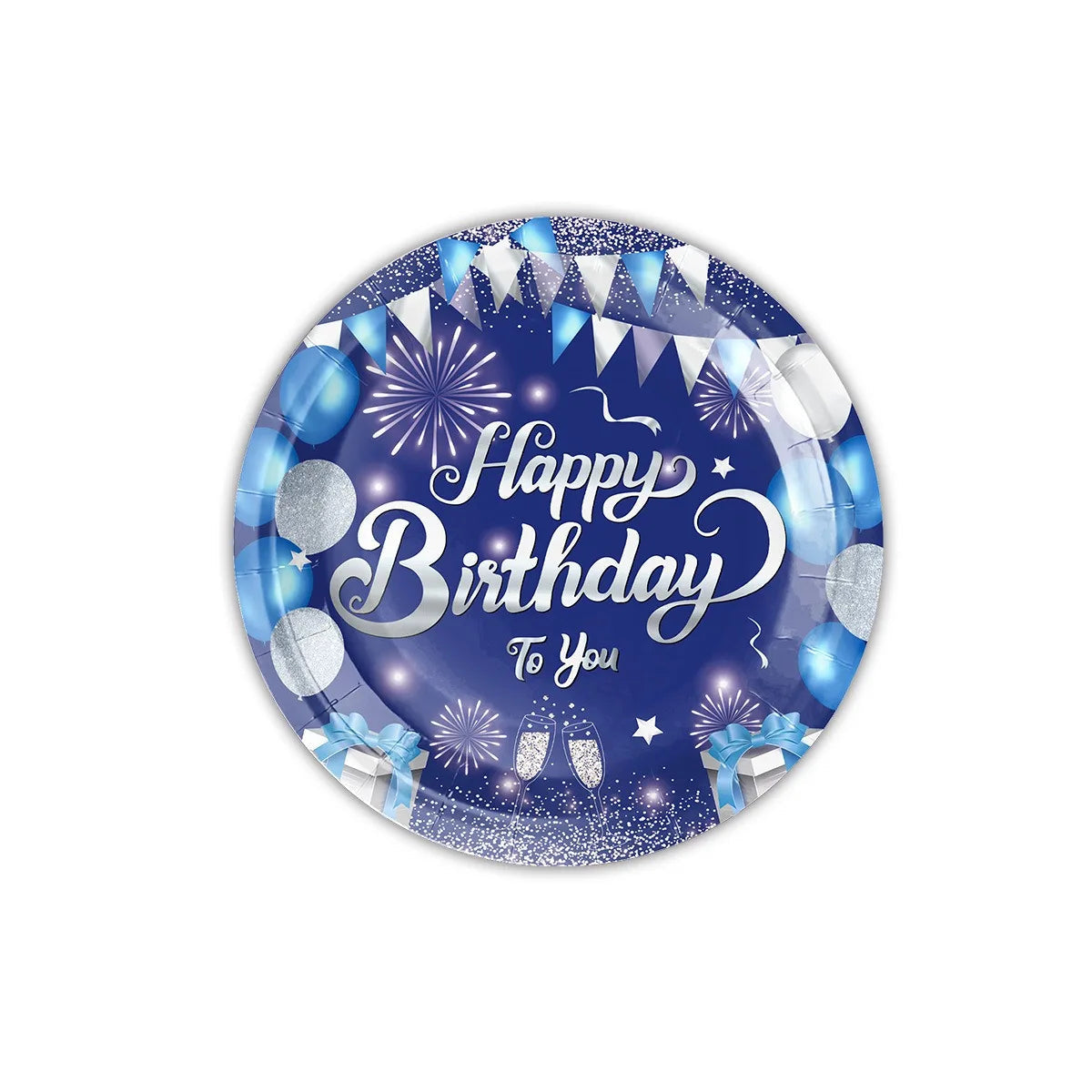 Grande Assiette Jetable Bleu 