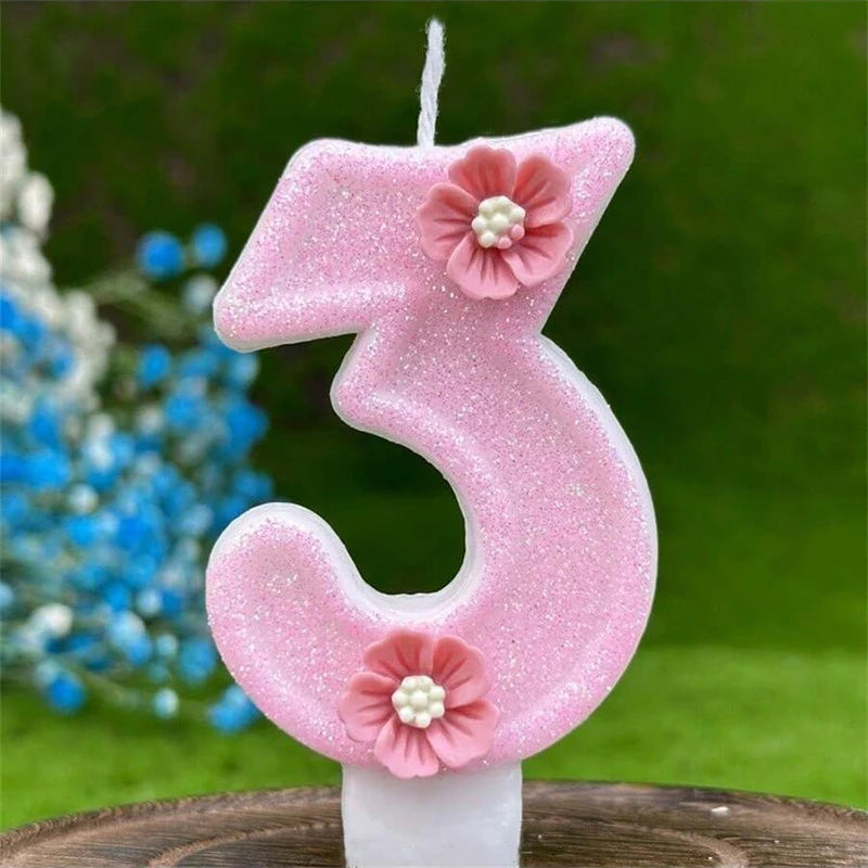 Bougie Anniversaire Rose à Fleurs