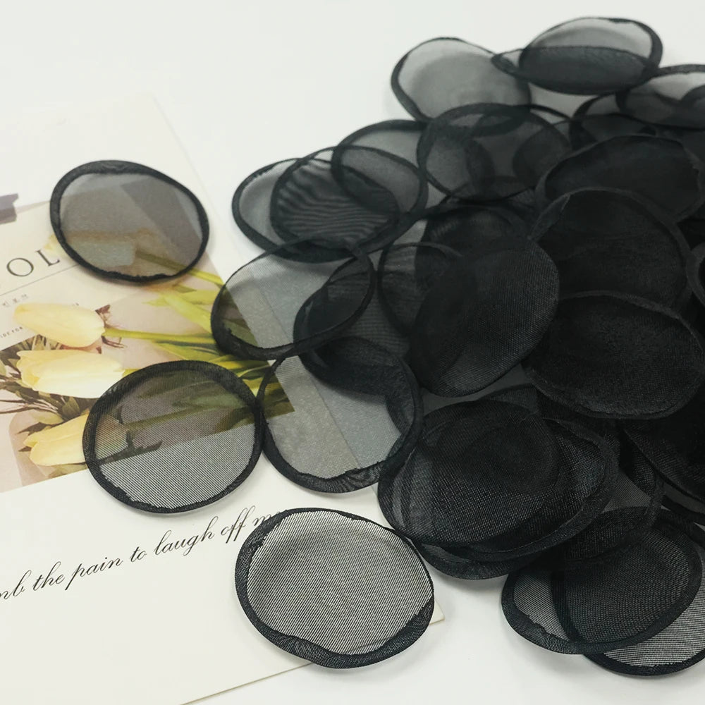 Faux Pétales De Fleurs Noirs en Organza