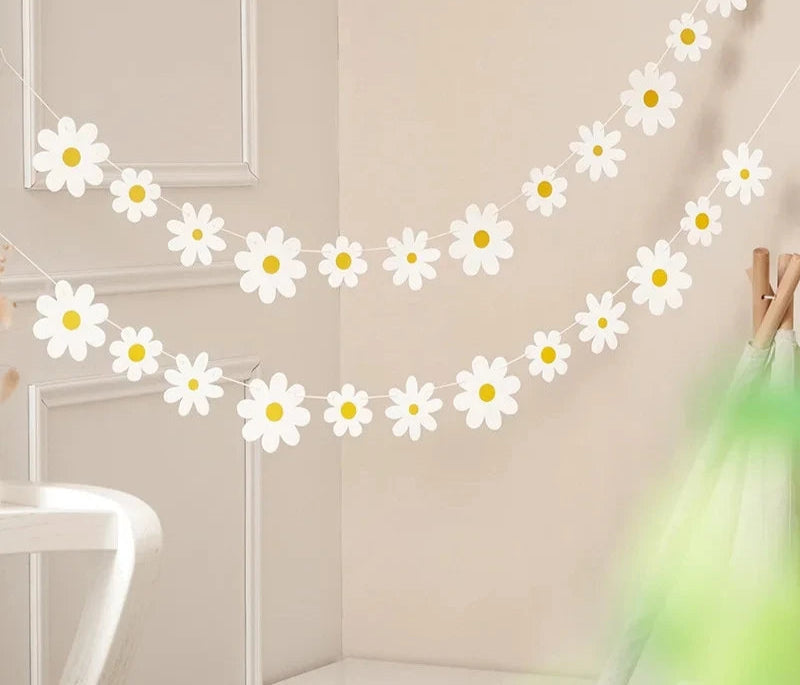 Guirlande Anniversaire Fleurs Blanches Originale