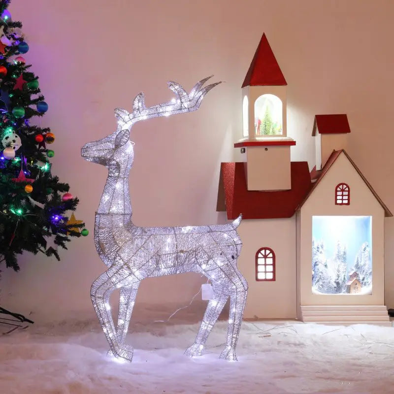 Cerf de Noël Décoratif Argenté LED