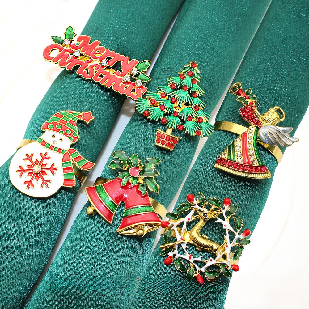 Ensemble de 6 Anneaux de Serviettes Noël