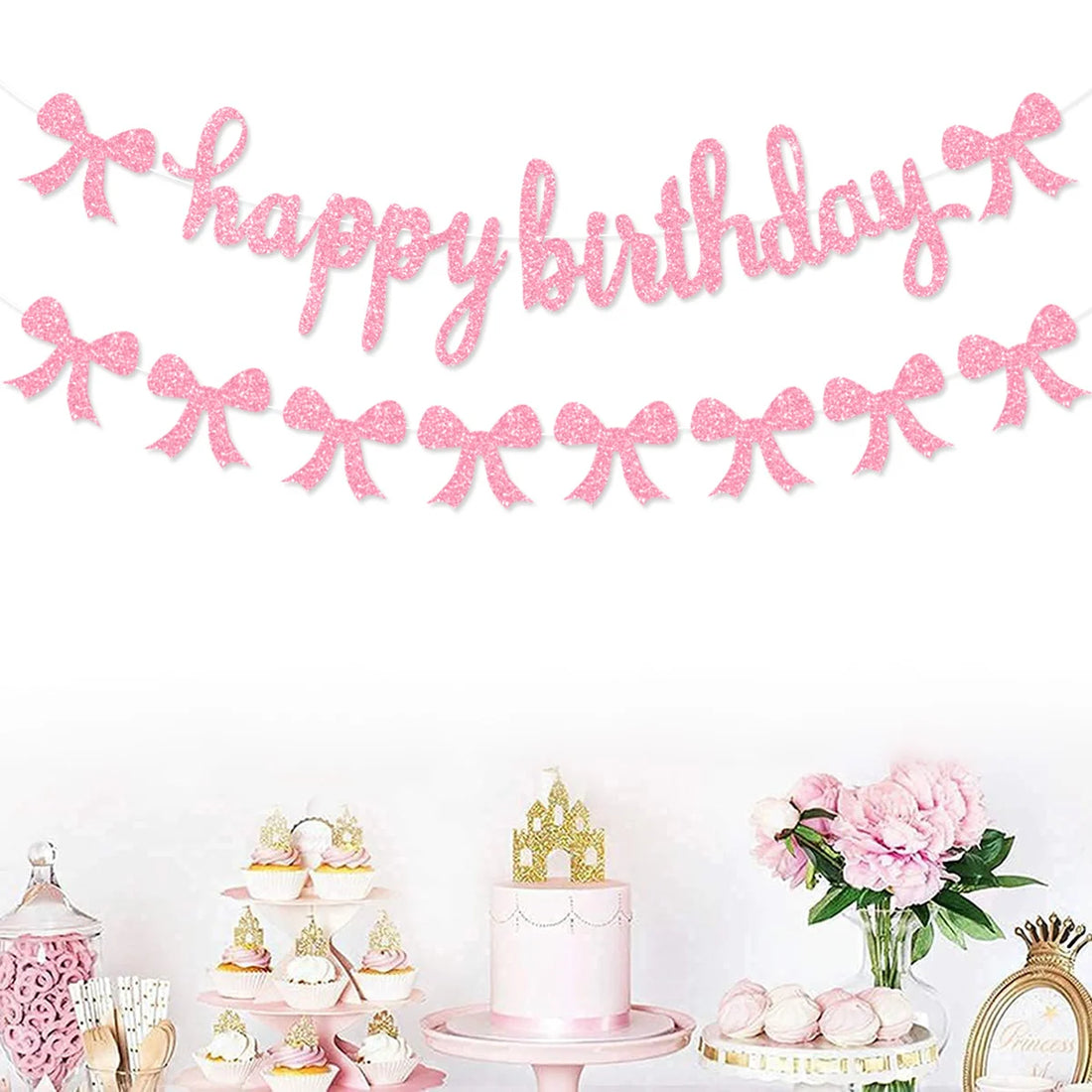 Guirlande Anniversaire Nœud Rose Unique