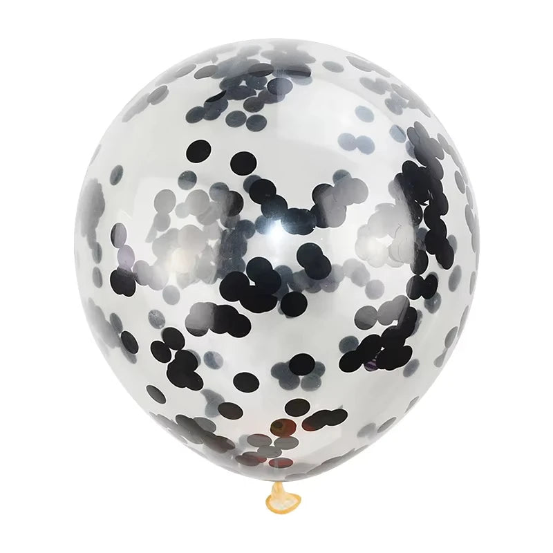 Ballons Anniversaire avec Confettis Festifs Noir