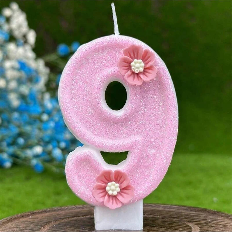 Bougie Anniversaire Rose à Fleurs