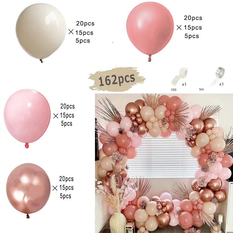 Kit Ballons Anniversaire Arc Tons Rose Kawaï