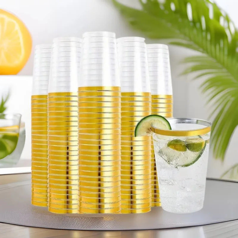 Verre en Plastique Cristal Or