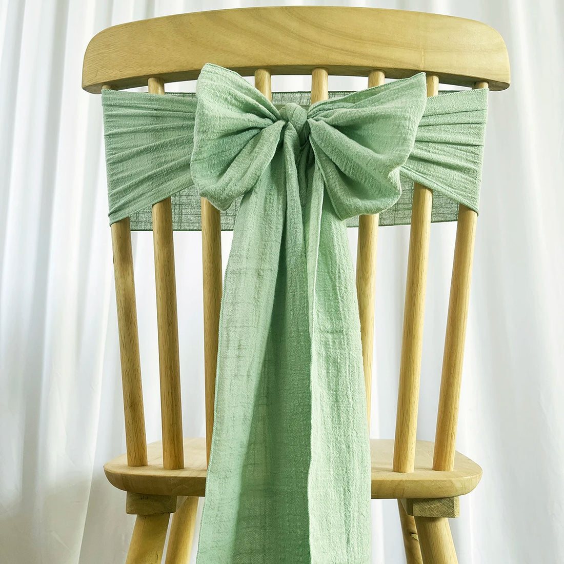 Nœud de Chaise Mariage Vert Sauge en Coton
