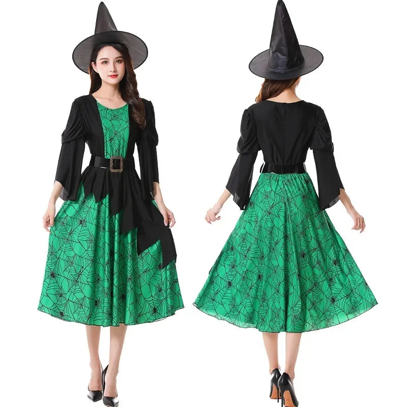 Déguisement Sorcière Vert et Noir Stylé