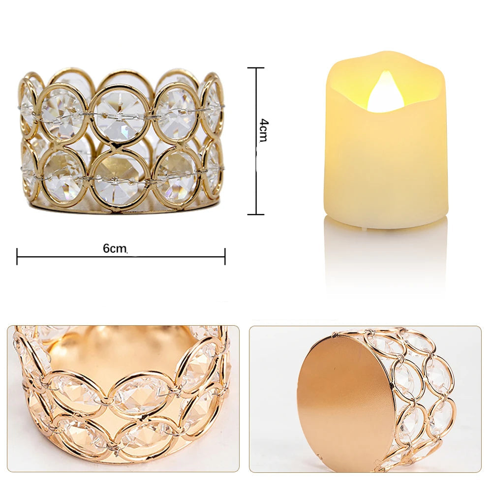 Photophore Mariage Doré en Cristal