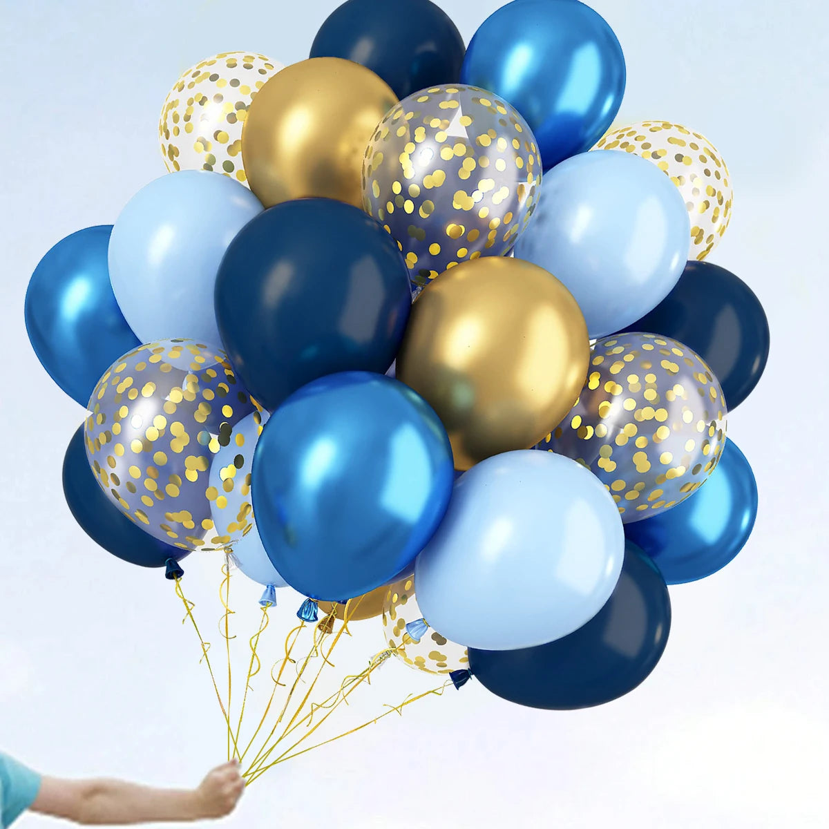 Ballons Anniversaire Latex Bleu et Doré Uniques