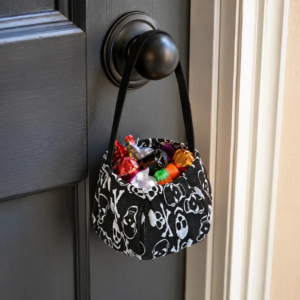 Sac à Friandises Halloween noie et blanc