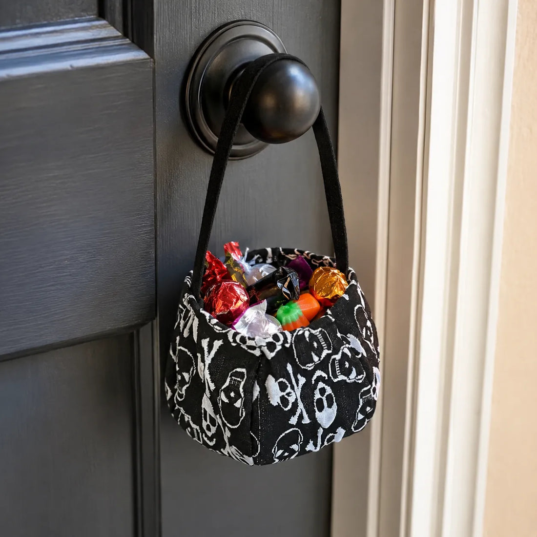 Sac à Friandises Halloween noie et blanc