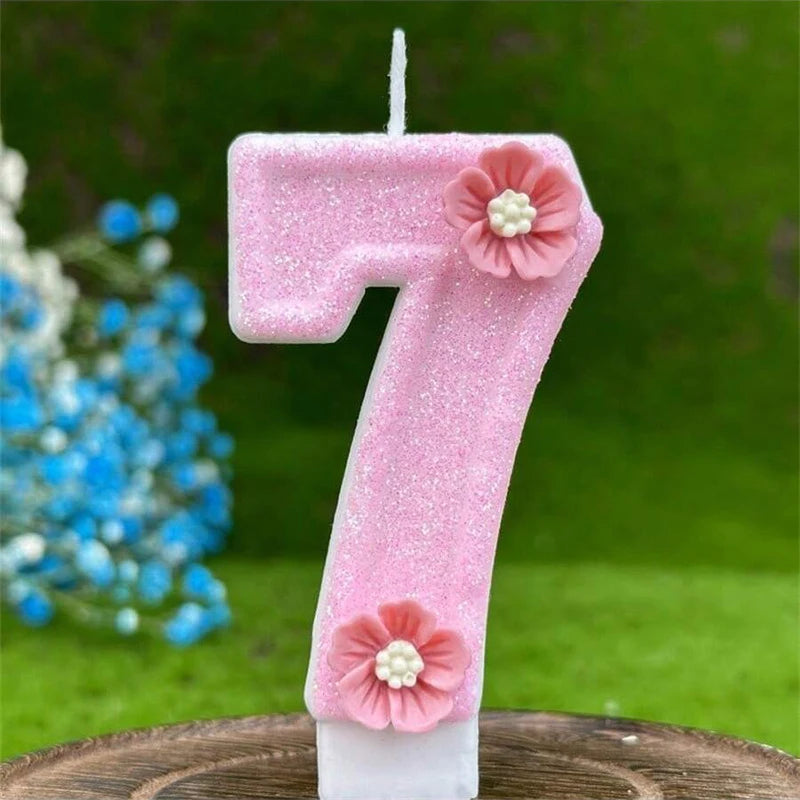 Bougie Anniversaire Rose à Fleurs