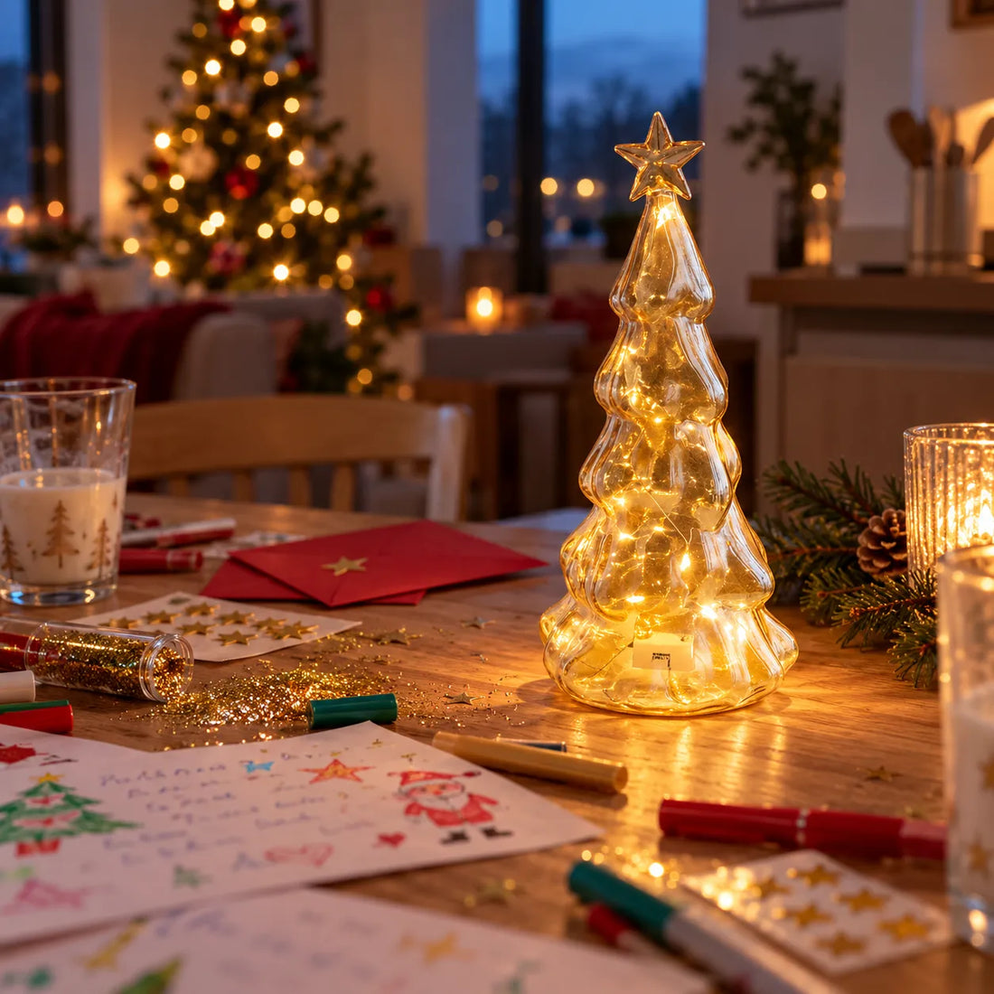 Sapin en Verre Lumineux Raffiné Design