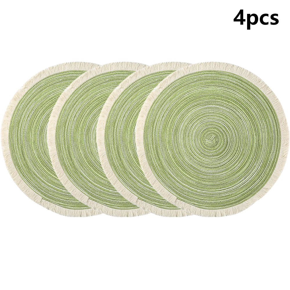 Napperon Mariage Vert à Franges