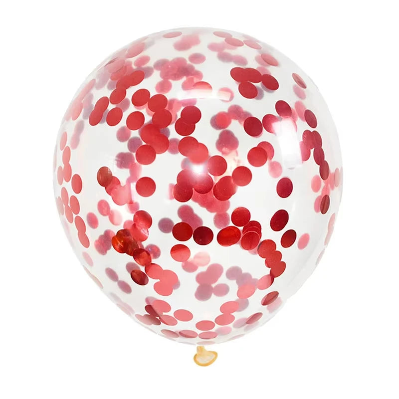 Ballons Anniversaire avec Confettis Festifs Rouge